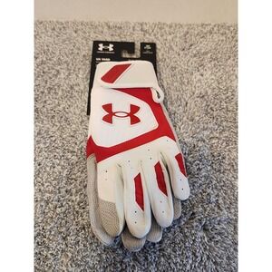 Under Armour UA Yard Baseball Batting Gloves Men's Size SM Small White/Red NWT